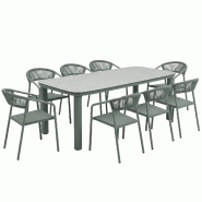 Oviala Business Table de jardin aluminium 213x90 cm et 8 chaises textilène vert - vert aluminium 115789