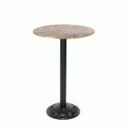RestooTab - Mange-debout Versailles Ø50cm décor marbre grec chants couleur laiton - marron fonte TB-VRSFF-R50M-MB.GRE-LAI RestooTab - Mange-debout Versailles Ø50cm décor marbre grec chants couleur laiton - marron fonte TB-VRSFF-R50M-MB.GRE-LAI