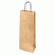 Sac 1 bouteille poignées torsadées kraft or 14+8x40cm - par 250