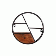 SIT Möbel Étagère murale ronde | 3 tablettes, 1 tiroir | Bois de manguier naturel | Structure en métal recyclé noir antique | L 50 x P 13 x H 50 SIT Möbel Étagère murale ronde | 3 tablettes, 1 tiroir | Bois de manguier naturel | Structure en métal recyclé noir antique | L 50 x P 13 x H 50