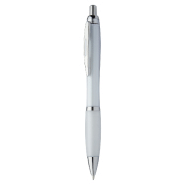 Stylo à bille en plastique - corps transparent, grip coloré et parties chromées brillantes - encre bleue Stylo à bille en plastique - corps transparent, grip coloré et parties chromées brillantes - encre bleue