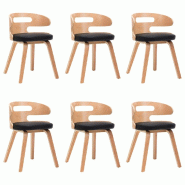 VidaXL Chaises à manger lot de 6 noir bois courbé et similicuir Modèle Iermonis - 278855