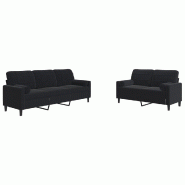 VidaXL Ensemble de canapés 2pcs et coussins et traversins noir velours Modèle Quelia - 3278416