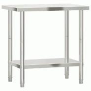 VidaXL Table de travail de cuisine 82,5x55x85 cm acier inoxydable - 376454