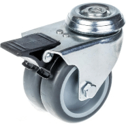 75mm 3" roulette double caoutchouc gris pivotante avec frein capacité 100kg 75mm 3" roulette double caoutchouc gris pivotante avec frein capacité 100kg