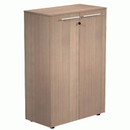 Armoire 2 portes mélaminé à serrure - 2 étagères - L. 83 P. 43 x H. 120 cm So Flora - Frêne Noir_0