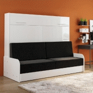 ARMOIRE LIT ESCAMOTABLE VERTIGO SOFA ACCOUDOIRS FAÇADE BLANC BRILLANT CANAPÉ ANTHRACITE 160*200 CM