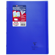 Clairefontaine Lot de 10 Cahier Kover Book 24x32, 96p./48 feuilles 90 g/m² piquées, couv. Transparente bleu marine, quadrillé 5x5 + marge - 3037929