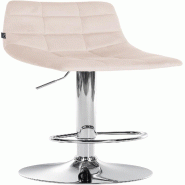 Décoshop26 - Tabouret de bar x1 moderne en velours crème motif matelassé piètement trompette métal chromé 10_0005660 - beige métal 3000265143341