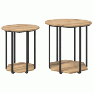 Ensemble de tables d'appoint avec étagère 2 pcs Marron Modèle Aero Outdoor - 869719