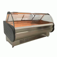 Gasfrit – Vitrine charcuterie coloris acier – 2000 × 1050 × 1200 mm – Réfrigération ventilée – Verre courbé - inox gtb02