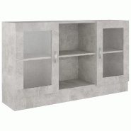Helloshop26 - Armoire à vitrine 120 x 30 x 70 cm pratique moderne style épuré en bois gris béton 02_0047767 - gris verre 3000234949141