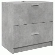Helloshop26 - Armoire de lavabo moderne rangement pratique salle de bain 59 x 37 x 59 cm en bois d'ingénierie gris béton 02_0049534 - gris Bois mass