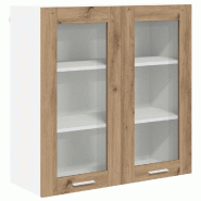 Helloshop26 - Armoire suspendue moderne avec grand rangement 80 x 31 x 80 cm en bois d'ingénierie chêne artisanal 02_0053368 - verre 3000237912555