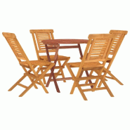 Helloshop26 - Ensemble à dîner salon de jardin meuble d'extérieur 5 pièces bois de teck massif 02_0014306 - Bois massif 3000132631537