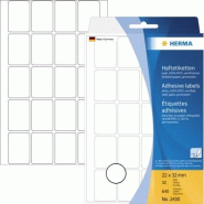 HERMA 640 étiquettes blanches multi-usage, format 22 x 32 mm (32 feuilles 11x17 / cdt) - 2430
