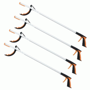 Lot de 4 outils de préhension pour ramasser déchets avec portée de 88 x 11,5 cm ergonomique design moderne en aluminium argent noir orange 20_00176