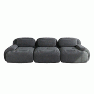 Merax Modular Cord Sofa 3 places, Cloud Sofa sans cadre, près du sol avec assise profonde, doux et confortable, antidérapant, gris - gris multi-mat�