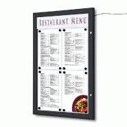 Porte-menu mural 4 x A4 noir LED avec bandeau personnalisable SHOWDOWN Displays - noir aluminium 8596052034015