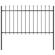 Vidaxl clôture de jardin avec dessus en lance acier 1,7 x 1 m noir 144925