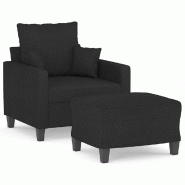 VidaXL Fauteuil avec repose-pied Noir 60 cm Tissu Modèle Vega StudioDesk Modern - 3201085
