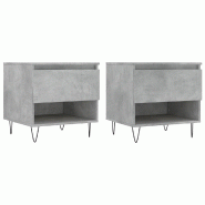 VidaXL Tables basses 2 pcs gris béton 50x46x50 cm bois d'ingénierie Modèle Oslo Bar - 830917