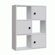 WellHome Loira - Bibliothèque 100 % en aggloméré plaqué, L : 72 cm, P : 25 cm, H : 93 cm - blanc WH1965