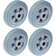 Roue de 160 mm 6" à pneu en caoutchouc gris avec centre en plastique Capacité de 540 kg, jeu de 4 Roue de 160 mm 6" à pneu en caoutchouc gris avec centre en plastique Capacité de 540 kg, jeu de 4