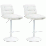 CLP Lot de 2 tabourets de bar Damar en similicuir Blanc /Blanc - blanc polyester 325690 CLP Lot de 2 tabourets de bar Damar en similicuir Blanc /Blanc - blanc polyester 325690