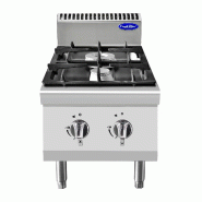 Cuisinière à gaz à 2 brûleurs en acier inoxydable. Brûleurs 3,5+7 kw avec flamme pilote. Dimensions LxLxH 40x70x54,7 cm. Modèle AT7G2B-C-1 - 4185