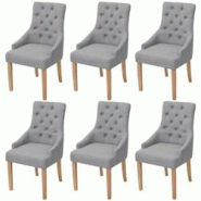 Décoshop26 - Lot de 6 chaises de salle à manger cuisine capitonné design classique en tissu gris clair CDS022405 - gris 3000026891535 Décoshop26 - Lot de 6 chaises de salle à manger cuisine capitonné design classique en tissu gris clair CDS022405 - gris 3000026891535