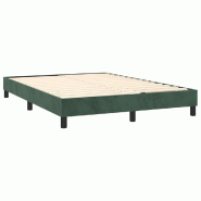 Décoshop26 - Sommier à lattes sur pieds cadre de lit 140x200 cm tissu velours vert foncé TDL0206883 - 3001002532695