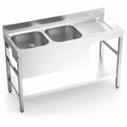 FRICOSMOS Evier à encastrer avec étagère.2C,ED 1400x550x850 mm. Dimensions de la cuve 400x400x00x250 mm. - inox 052006OST