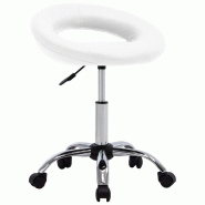 Helloshop26 - Chaise de bureau fauteuil siège de travail roulante similicuir blanc 02_0024075 - blanc acier 3000214668741