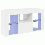 Helloshop26 - Meuble TV d'angle moderne chic rangement optimisé 100 x 40 x 50 cm en bois d'ingénierie blanc brillant 02_0054702 - blanc Bois massif