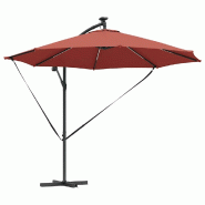 Helloshop26 - Parasol cantilever inclinable moderne 294 x 294 x 248 cm avec éclairage LED design en polyester terre cuite 02_0058762 - aluminium 3000
