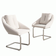 Merax Chaises cantilever (lot de 2), lot de 2 chaises de salle à manger avec coussins de dossier, chaises rembourrées, chaises pivotantes, beige - b