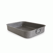 PENTALUX Plat à lasagnes antiadhésif en aluminium, 29,5 x 25 x 6 cm, avec poignées latérales - Bord haut - gris aluminium 8019139151257
