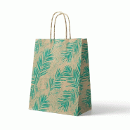 Sac kraft "Printemps vegetal" poignées torsadées 18+8x23cm - par 50