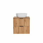STELLAMEUBLES Ensemble salle de bain ADEL OAK 60cm vasque à poser – Profitez de -10% ! - 3667335114832