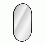 STELLAMEUBLES Miroir à LED ovale en aluminium noir 90x50cm - 5907611656372