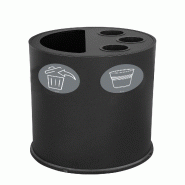 Stil Casa portabiccheri, Ø 45 xh. 72 cm, acciaio verniciato, 2 fori portabicchieri + 1 scomparto, pittogrammi magnetici, 100 litri, nero. - 995 N