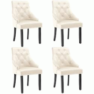 Tectake Lot 4 chaises de salle à manger matelassée en velours crème/noir - 405839 - beige Bois massif 405839 Tectake Lot 4 chaises de salle à manger matelassée en velours crème/noir - 405839 - beige Bois massif 405839