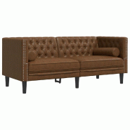 VidaXL Canapé Chesterfield avec traversins 2 places similicuir daim Modèle Quervanel - 372692