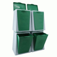 VILEDA ECUBE - 4 Poubelles modulables de recyclage 10L/unité - vert plastique PK6562