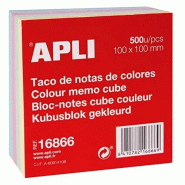 Apli Bloc de 500 feuillets 100x100mm 70 g/m², coloris assortis (4) - 8410782168669