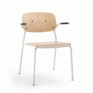 Chaise "HENS" - Assise fixe + Dossier bas, Patins, Avec