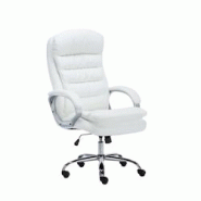 CLP Fauteuil de bureau Big Vancouver similicuir Blanc - blanc polyester 191174502 CLP Fauteuil de bureau Big Vancouver similicuir Blanc - blanc polyester 191174502