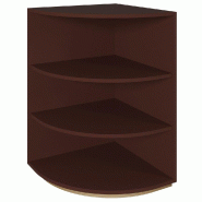 Comptoir angle arrondi 90 degrés  P60xH93,8cm - mélaminé lie de vin  2 tablettes