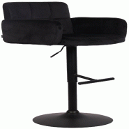 Décoshop26 - Tabouret de bar pivotant en velours noir et métal noir avec accoudoirs repose-pieds et dossier TDB10651 - noir 3002471232697